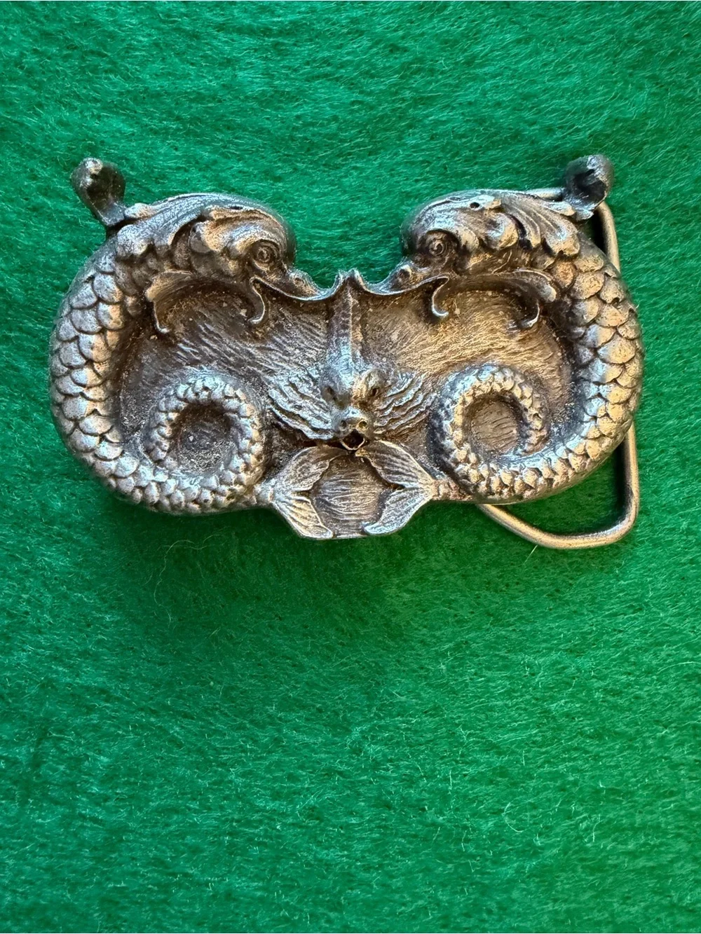 Vintage Bergamont Brass Works “Mythical Creatures” Belt Buckle, Pewter